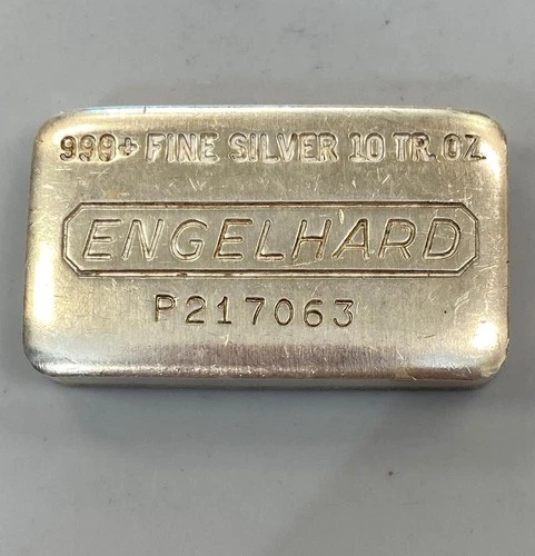 Engelhard 10 Troy Ounces 999+ Fine Silver Bar P217063 L24393