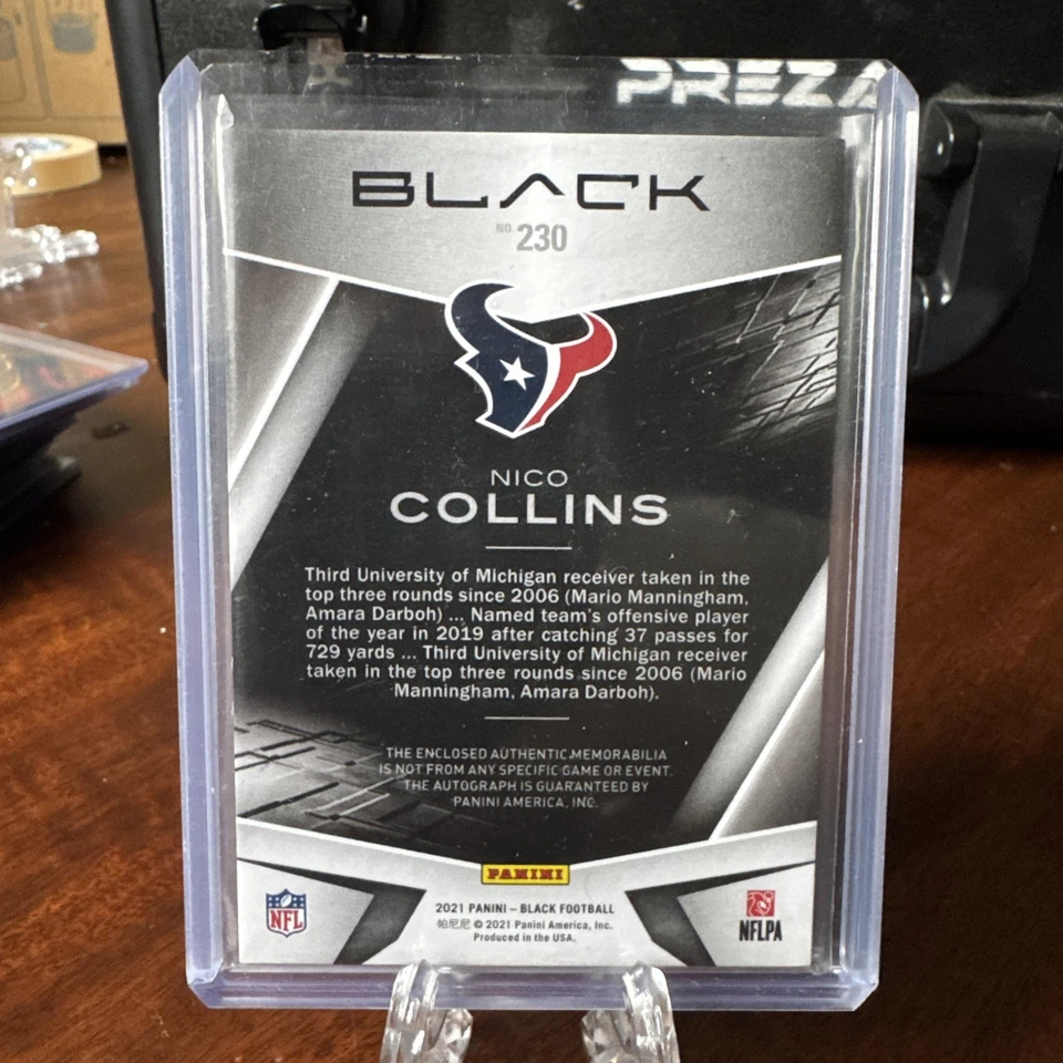 2021 Panini Black - Rookie Patch Autographs Ruby #230 Nico Collins /15 RPA - Image 2 of 4