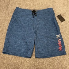 Hurley Board Shorts Mens 30 Blue Wayfarer 20  Length Swim Shorts Drawstring NEW