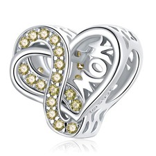 Sterling Silver Mom Birthstone Charm for Bracelets and Necklaces  Heart Infinity