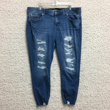 Torrid Jeans 22 Women Blue Plus Premium Bombshell Skinny High Rise Distressed