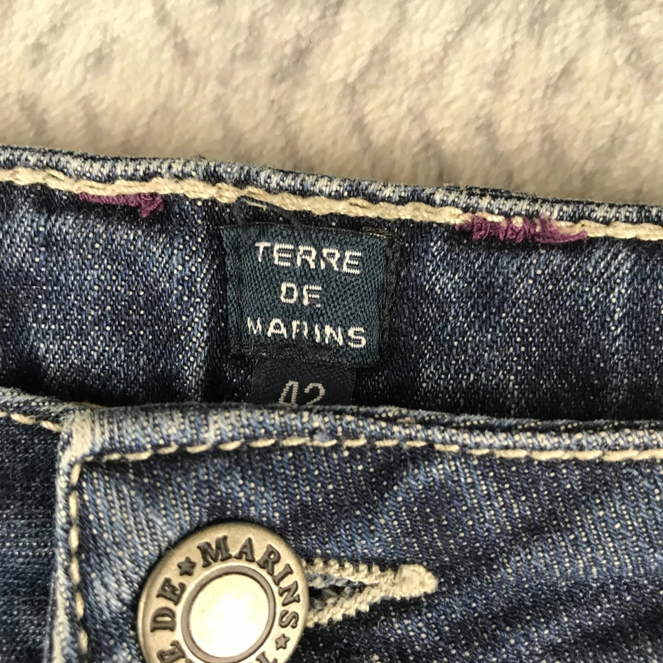 Terre De Marins Jupe Femme 42 Bleu Marine Denim Coton Mi-longue Classique - Photo 3/4