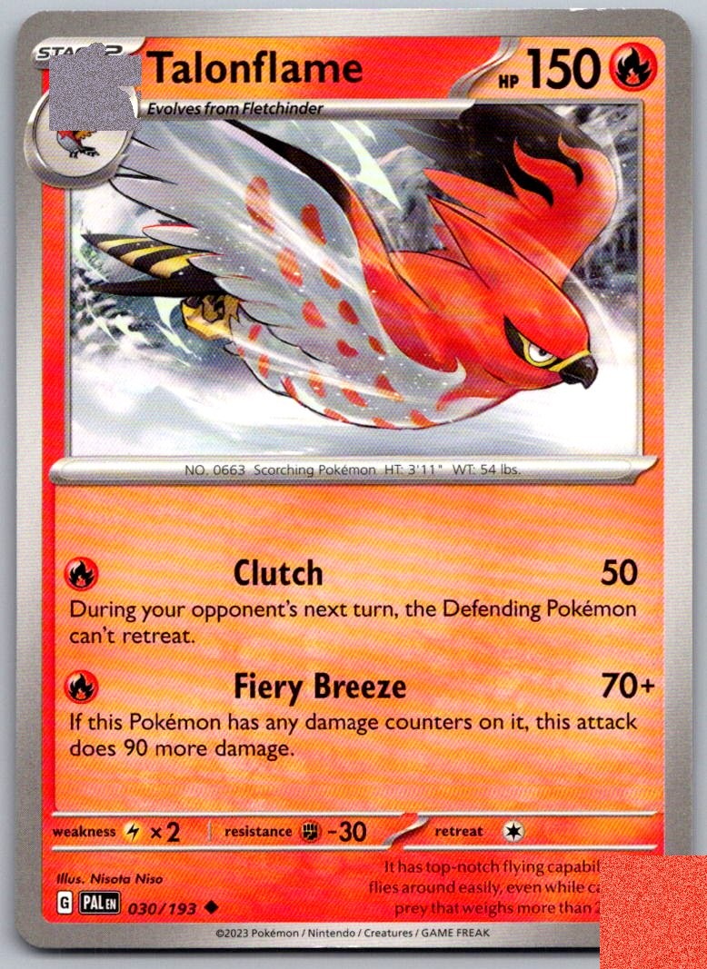 Talonflame 030/193 Uncommon Paldea Evolved Pokemon Near Mint