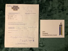Vintage Disneyland documents 1984 Service Awards invitation 1971 Disneyland file