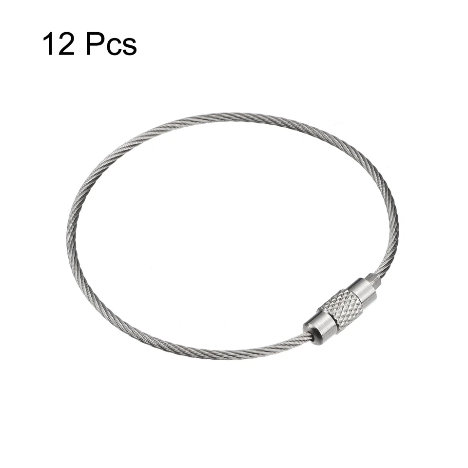 Confezione 12 Cavo Chiave Anelli,155mm Filo Portachiavi Torsione Anelli,Argento - Immagine 3 di 4