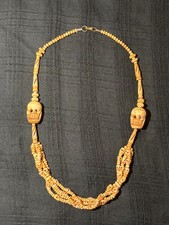 Vintage Yak Bone Citipati Indian Skull Necklace Bead 26" Buddhist Vintage