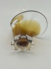 7 1/2” Clear & Amber Art Glass Rooster Dish Figurine — photo 4