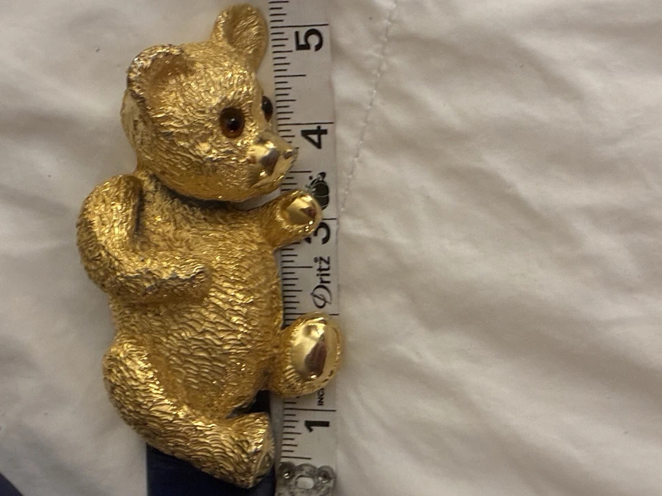 Christopher Ross 1978 Hebilla de cinturón vintage, raro oso dorado con ojos de cristal. Foto 4 de 4