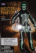 Boy's Fun World Skeleton Phantom Halloween Costume Outfit Size Small 6/7 
