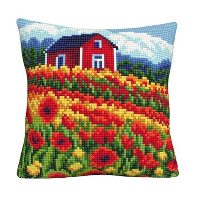 CDA Kreuzstichkissen Stickpackung ''Mohnfeld'', bedruckt, 40x40cm