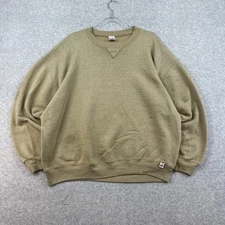 Vintage Russell Athletic Sweatshirt Mens XXL Tan Crewneck Light Brown USA 90s