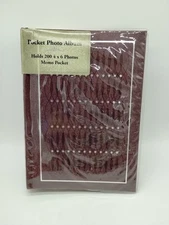Burgundy Pocket Photo Album Holds 200 4x6" Slip In Walmart 