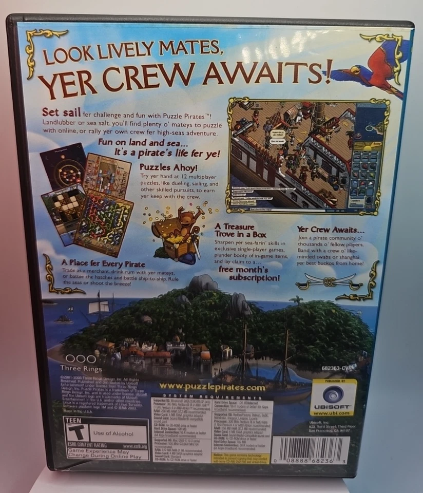Yohoho! Puzzle Pirates (PC/ Mac, 2005) Outer Box CIB Complete In Box With Manual - Image 2 of 4