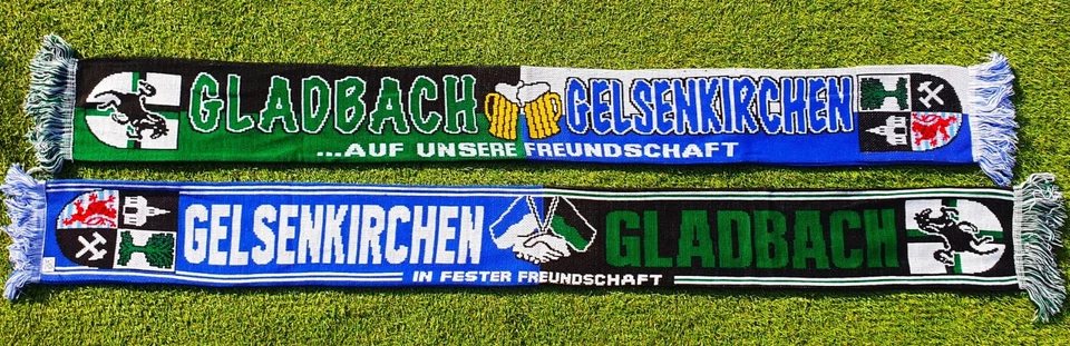 MARKENLOS Gladbach Gelsenkirchen Schal "UNSERE FREUNDSCHAFT" Fan Kurve +NEU+ 100% Acryl