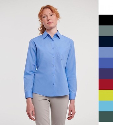 2er Pack Russell Europe Damen Popelin Bluse pflegeleicht XS bis 4XL LA R-934F-0 