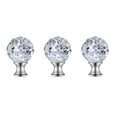 3 Pack Crystal Lamp Decoration Glass Finial Decorative Knob Finials