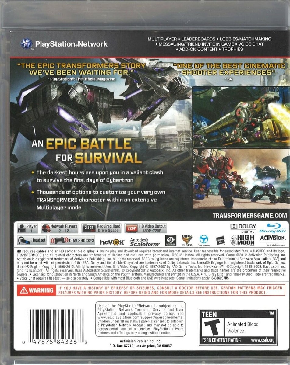 Rétrogaming Logitheque Transformers : La Guerre pour Cybertron