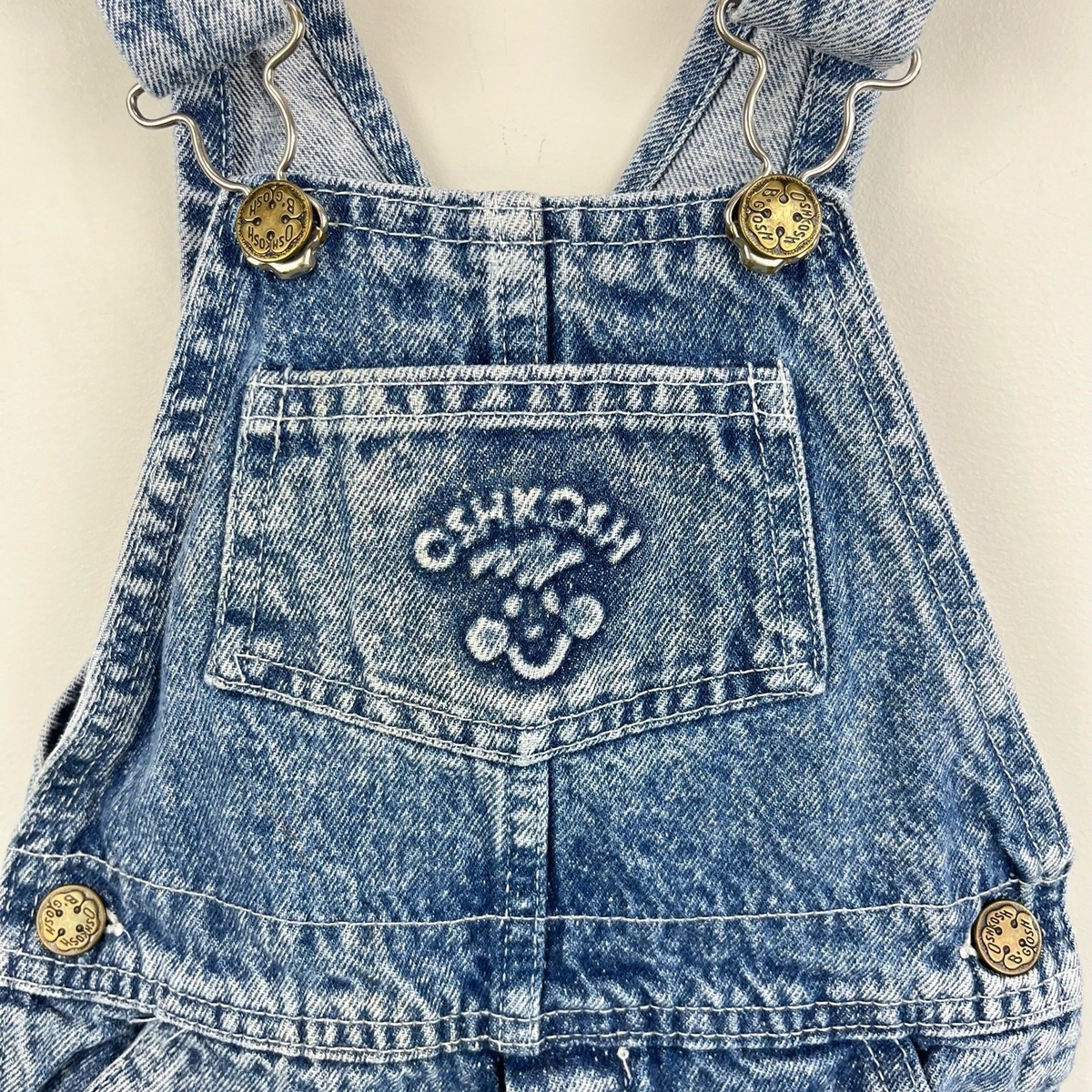 vintage oshkosh オーバオール Vintage OshKosh B'gosh Acid Wash Denim Smiley Shortalls 4T