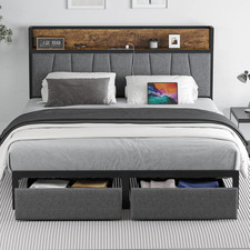 Queen Size Bed Frame with Headboard and Storage, Drawers Platform Bed Frame with