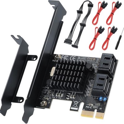 PCIE SATA Karte 4 Port SATA 3.0 SSD HDD Controller PCIe 1x Kabel USB