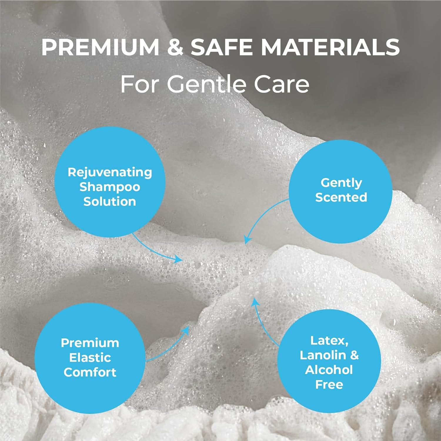 Scrubzz Shampoo Caps No Rinse for Elderly and Bedridden 6 Count, White 