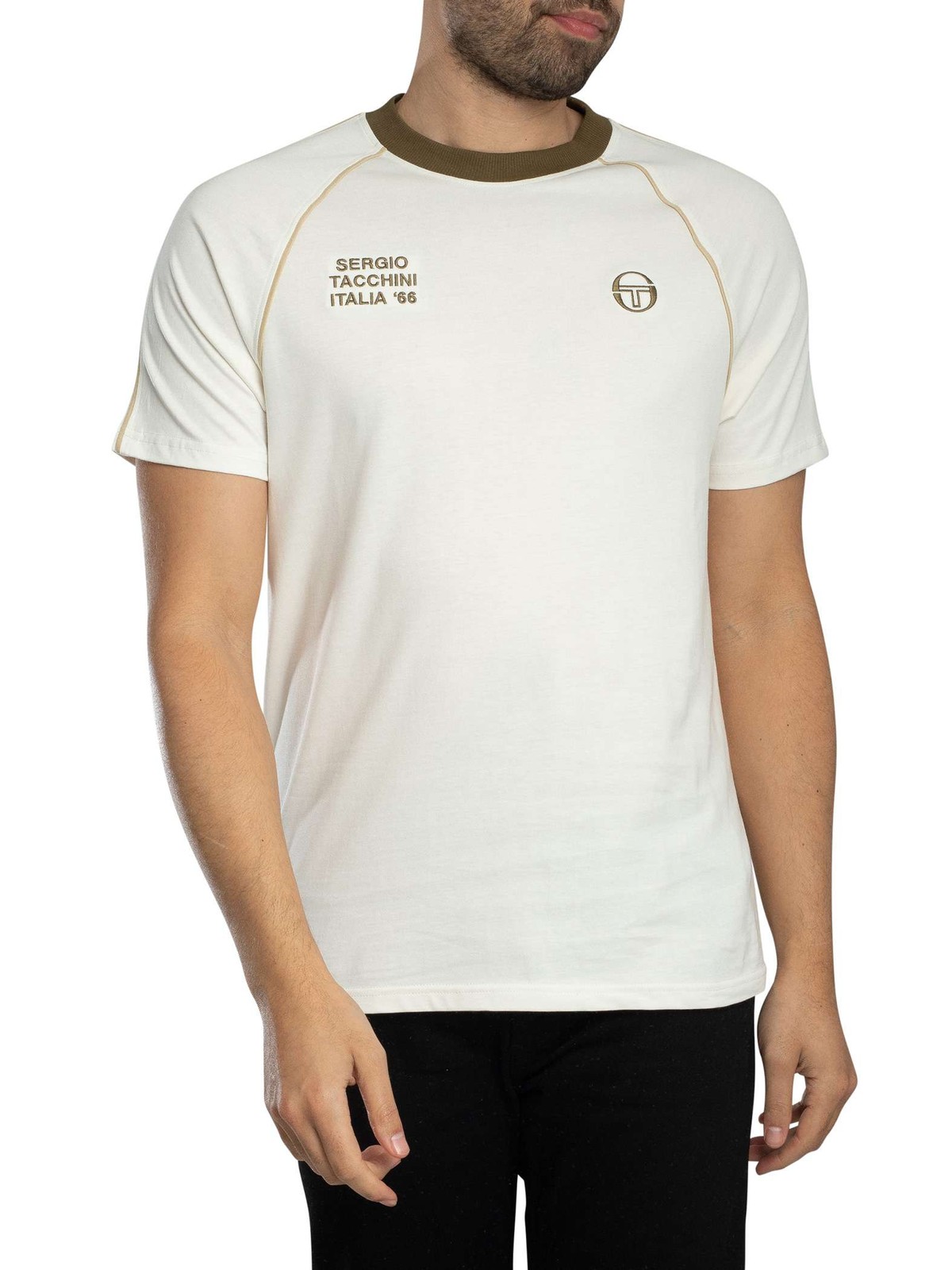 Sergio Tacchini Ghibli Davis T-Shirt, Gardenia/Dark Olive/Mojave Desert - M