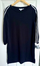 CHICO'S Black White Stripes Sweatshirt Dress Knee/Midi Length Size 0 (Women's 4)