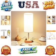 Bedside Table Lamp for Bedroom - 3 Way Dimmable Touch Lamp USB C Charging Por...