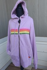 Aviator Nation Size M Violet 5 Stripe Zip-Up Hoodie Unisex