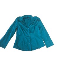 Banana Republic Women Long Sleeve Green Pleated Button Shirt Blouse Size Petite
