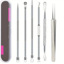 1Set Stainless Steel Acne Blackhead Removal Tweezers Skin Care Kit - NEW