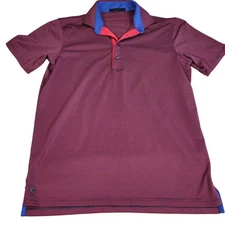 Greyson Polo Shirt Mens Small Purple Pink Striped Performance Golf Peru Wolf