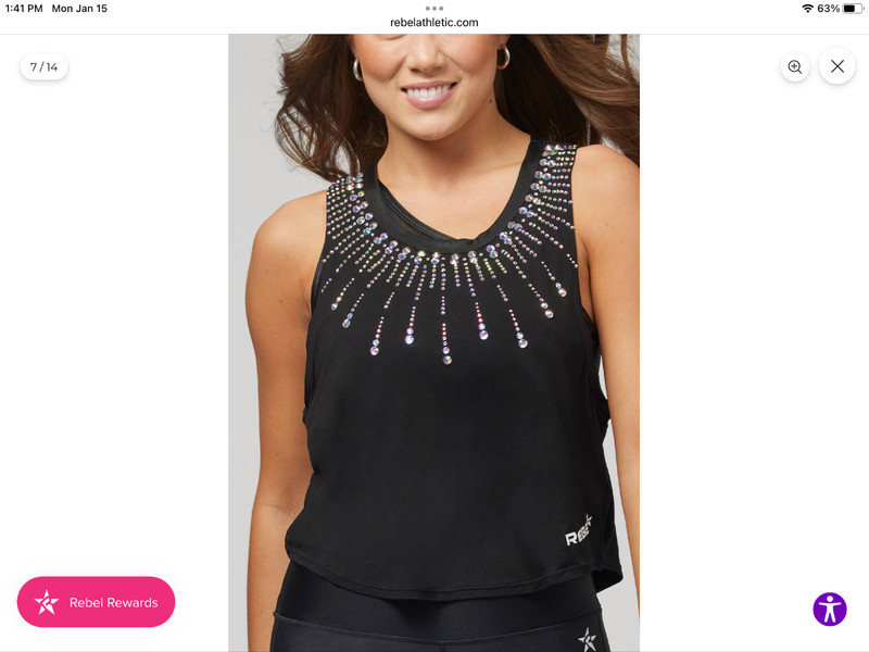 NWT Black Rebel Athletic Cheer crop tank top bling rhinestones small AS