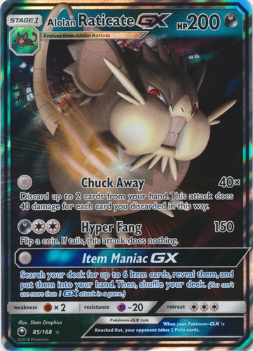 Alolan Raticate-GX - 85/168 Ultra Rare Celestial Storm NM Pokemon TCG