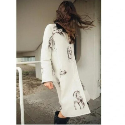 ZARA MANTEL MIT PFERDEN WENDBAR lang LIMITED EDITION weiß S SMALL 8453 049