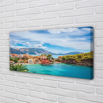 Tulup Leinwandbild 140x70 Wandkunst Griechenland Küste Berge