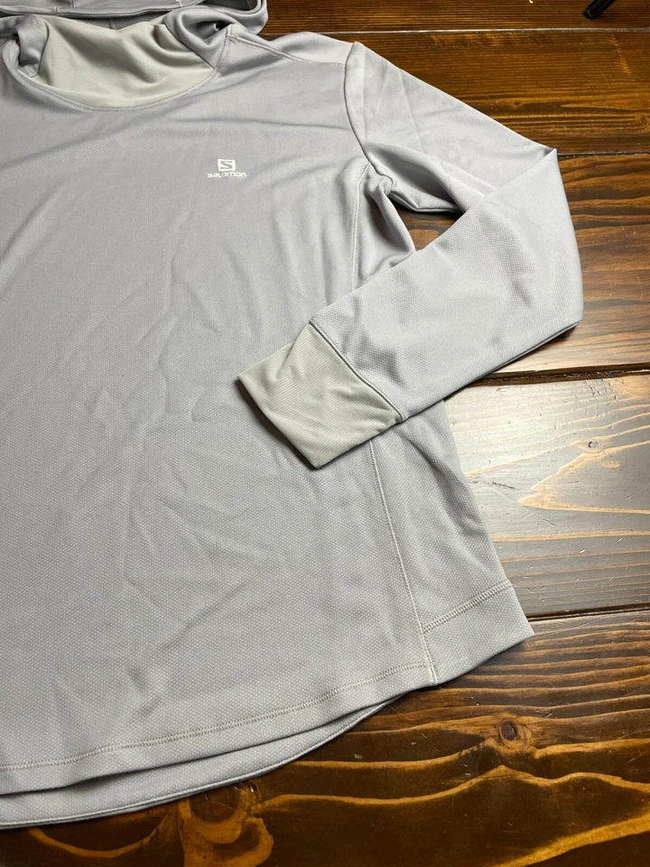 Camisa Salomon, para mujer talla XL, gris, ropa deportiva, manga larga, sudadera con capucha Foto 3 de 4