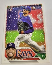 2023 Taj Bradley Topps Holiday #H23 Tampa Bay Rays Baseball Card Pitcher Rookie. rookie card picture