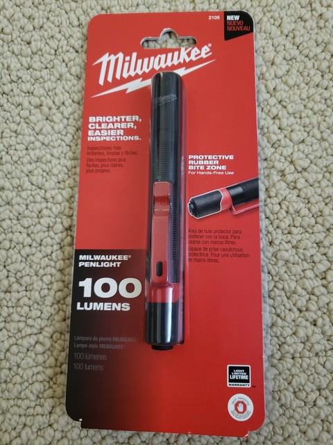 milwaukee 2105 aluminum 100 lumen pen light with clip