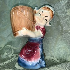 Royal Copley Dutch Girl With Bucket Planter Vintage