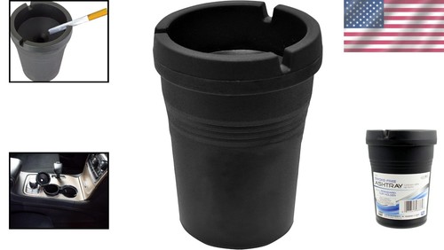 Sleek Black Smokeless Ashtray - Fits Cup Holders for Stylish Car Interiors - Picture 2 of 8