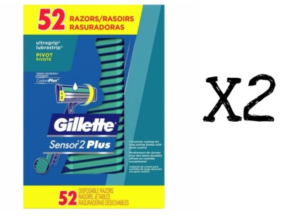 2x 52 Razors Gillette - Sensor2 Plus, UltraGrip, Pivot Chromium Coating, NEW