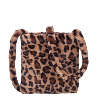 Leopard Print Fluffy Crossbody Bag