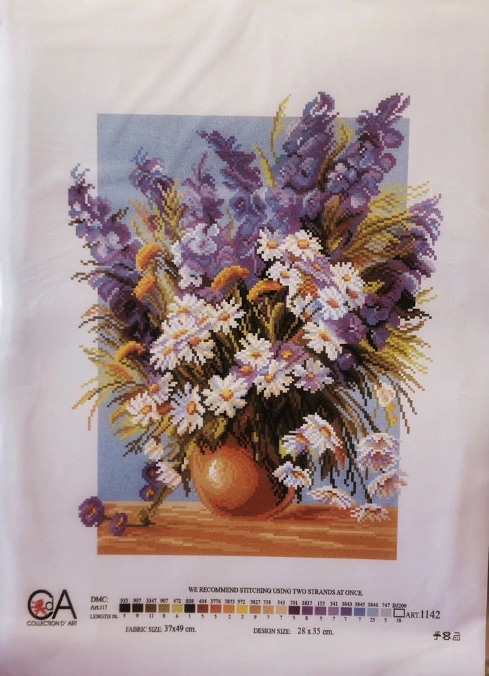 Cross stitch painted AIDA canvas tapestry PA1142 Blue Fountain 15"x19"  - Image 2 of 2