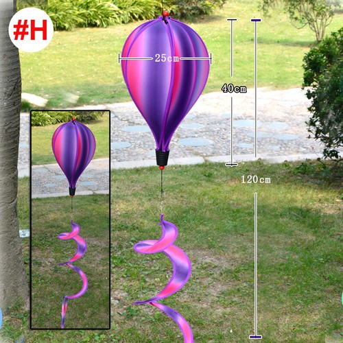 Heißluftballon Windsack Windspiel mit lockigen Schwanz Garten Outdoor