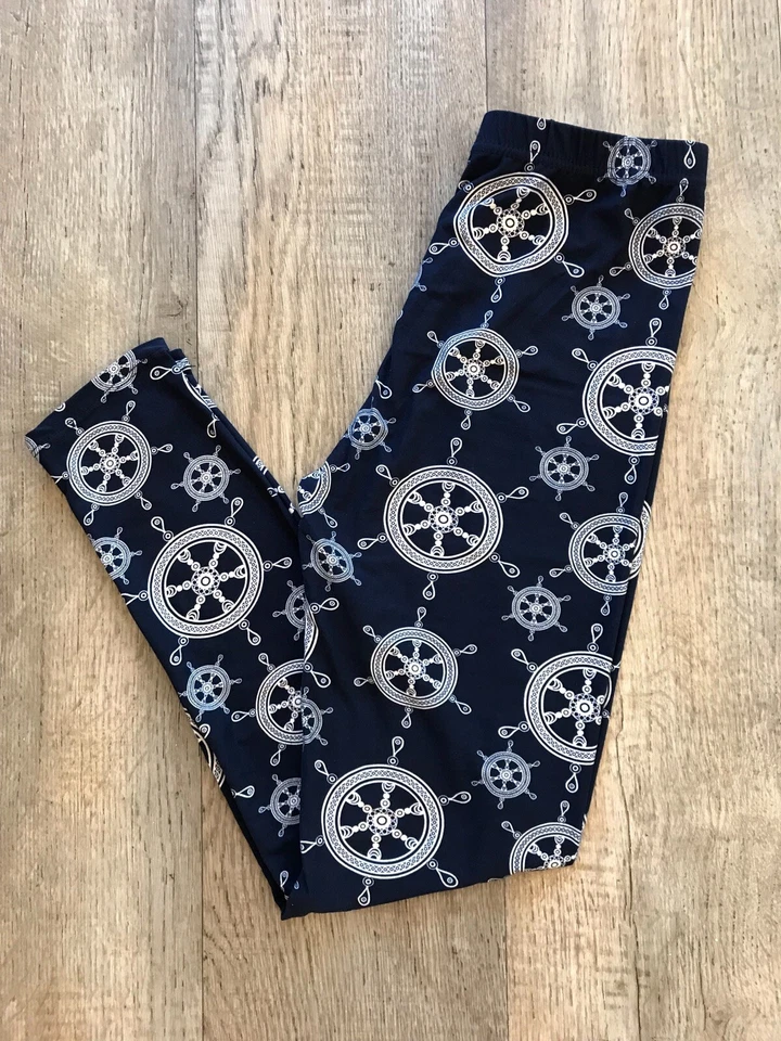 Legging casco de marinero náutico azul marino suave mantecoso talla única S M L rueda barco sistema operativo Foto 2 de 2