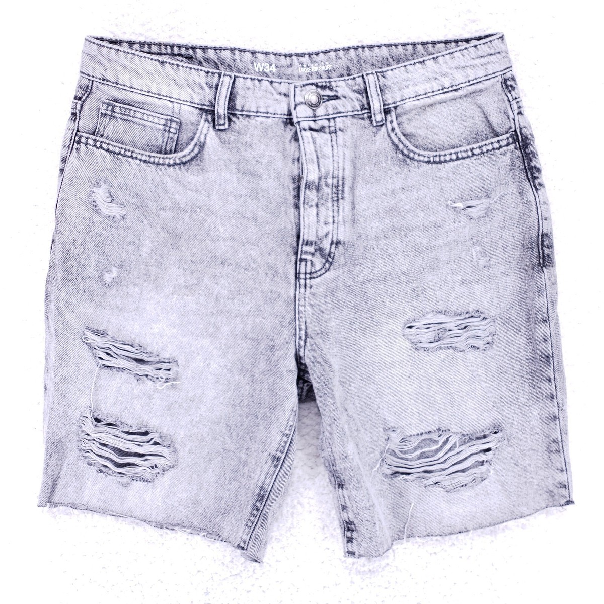 パンツ Baggy Denim Short Black 34 Y2K New Hip Hop Baggy Jeans Retro Pattern Summer Denim