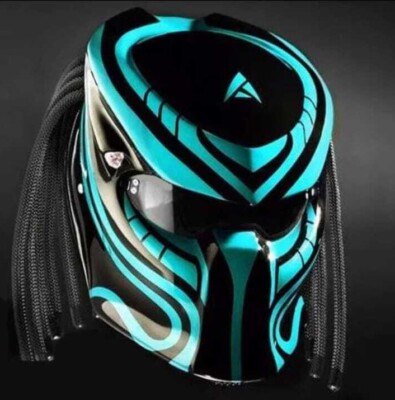 NEW PREDATOR MOTORCYCLE HELMET LIGHT BLUE LINE DOT SNELL CERTIFIED 