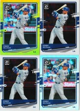 CODY BELLINGER 4 CARD LOT 2020 OPTIC LIME GREEN & HOLO SILVER PRIZM  # 112 +BASE
