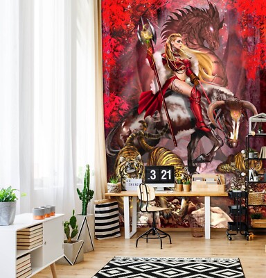 3D Frau Tiger C453 Tapete Wandbild Fototapete Ruth Thompson Amy